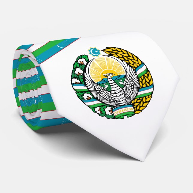 Uzbek Flag & State Emblem, Flag of Uzbekistan Tie (Rolled)