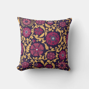 Uzbek floral embroidery, vintage pattern. cushion