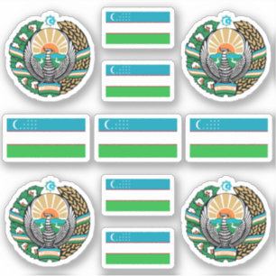 Uzbek national symbols / coat of arms and flag sti