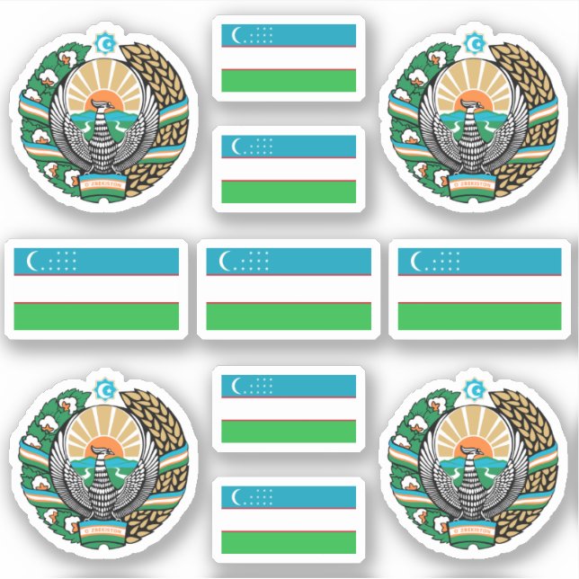 Uzbek national symbols / coat of arms and flag sti (Front)