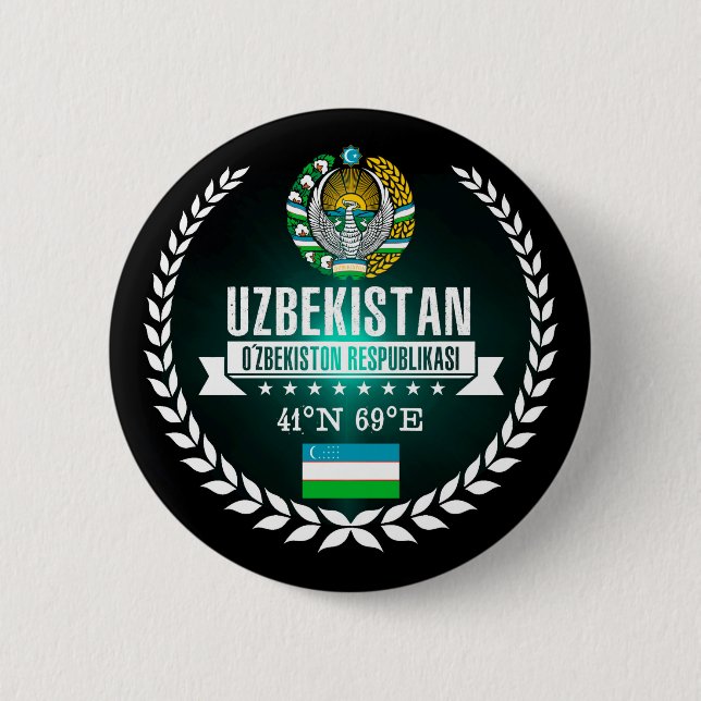 Uzbekistan 6 Cm Round Badge (Front)