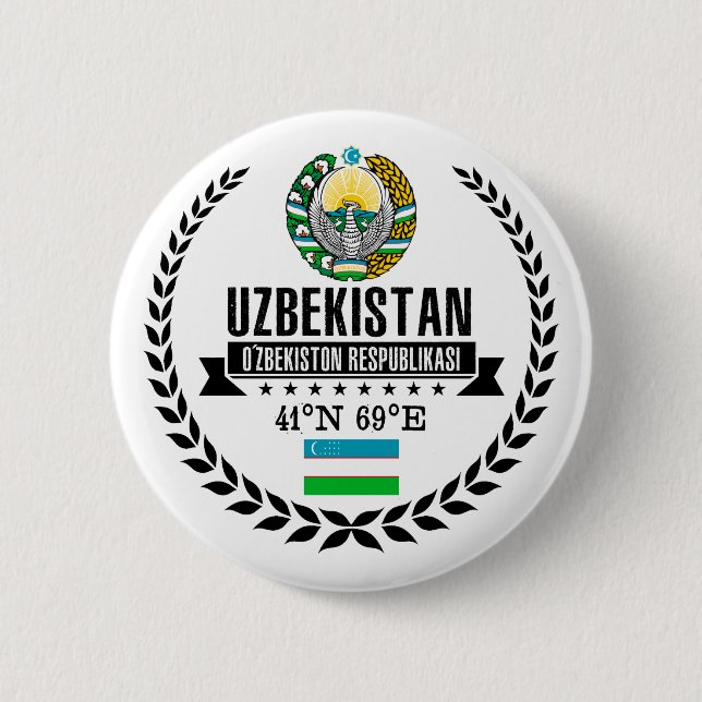 Uzbekistan 6 Cm Round Badge (Front)