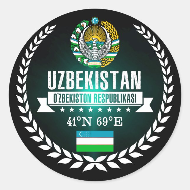 Uzbekistan Classic Round Sticker (Front)