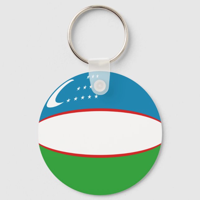 Uzbekistan Fisheye Flag Keychain (Front)