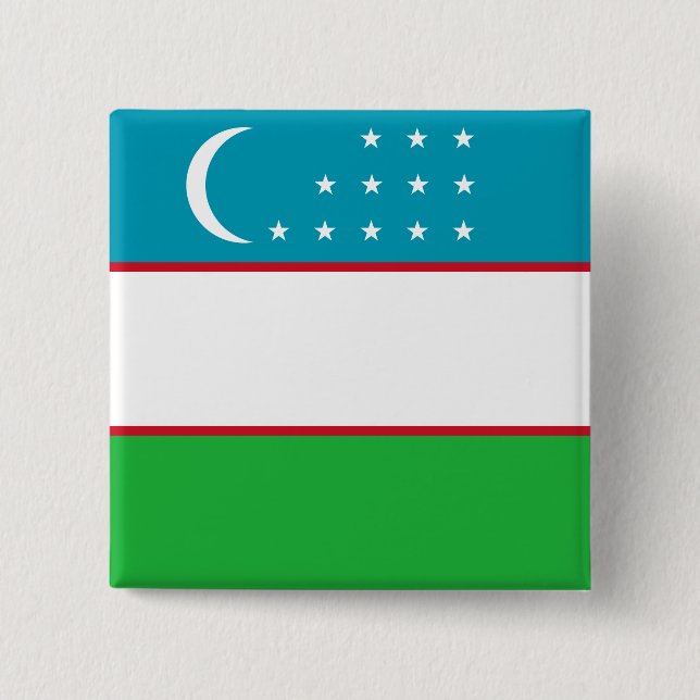Uzbekistan Flag 15 Cm Square Badge (Front)