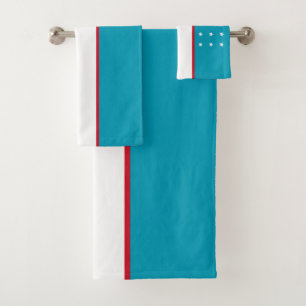 Uzbekistan flag bath towel set