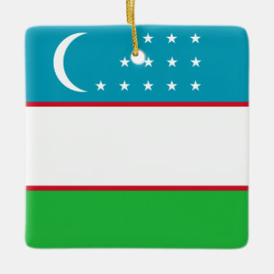 Uzbekistan Flag Ceramic Ornament