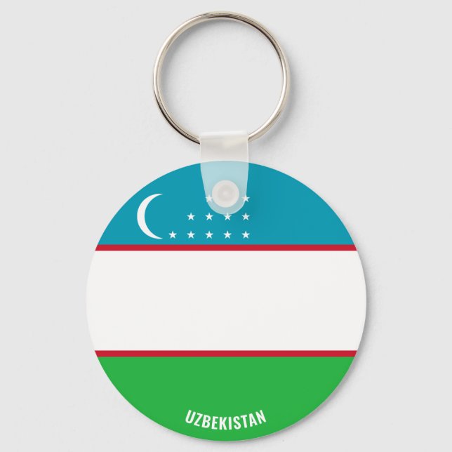 Uzbekistan Flag Charming Patriotic Key Ring (Front)