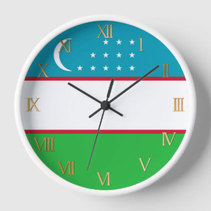 Uzbekistan flag clock