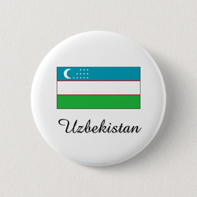 Uzbekistan Flag Design 6 Cm Round Badge (Front)
