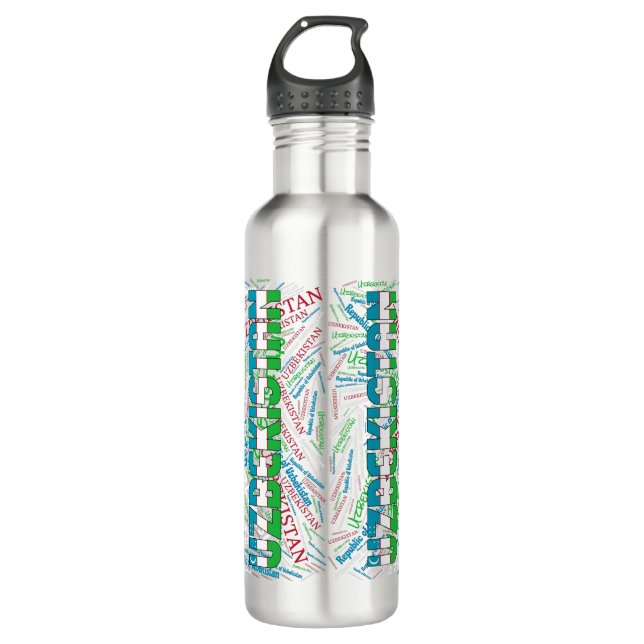 Uzbekistan Flag Gorgeous Patriotic 710 Ml Water Bottle (Front)
