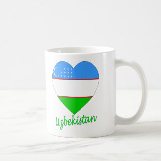 Uzbekistan Flag Heart Coffee Mug