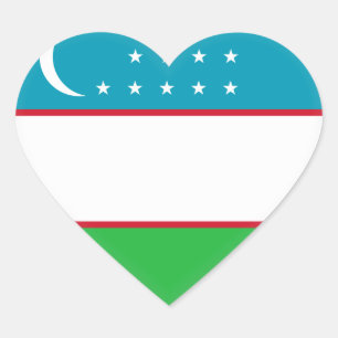 Uzbekistan Flag Heart Sticker