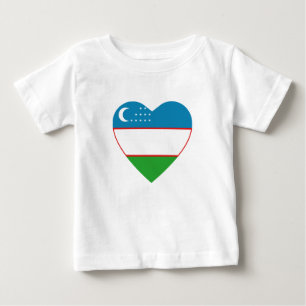 Uzbekistan Flag Heart T-Shirt