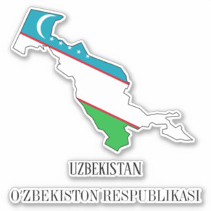 Uzbekistan Flag Map Patriotic