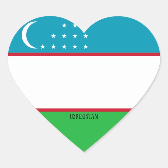 Uzbekistan Flag Patriotic Heart Sticker (Front)