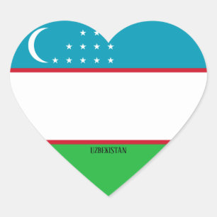 Uzbekistan Flag Patriotic Heart Sticker