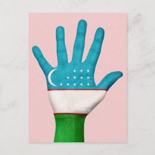 Uzbekistan flag postcard