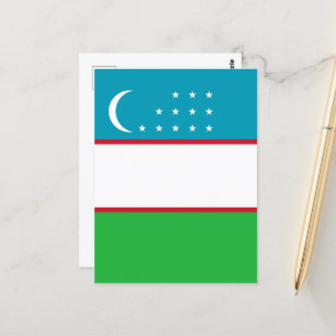 Uzbekistan flag postcard