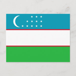 Uzbekistan flag postcard