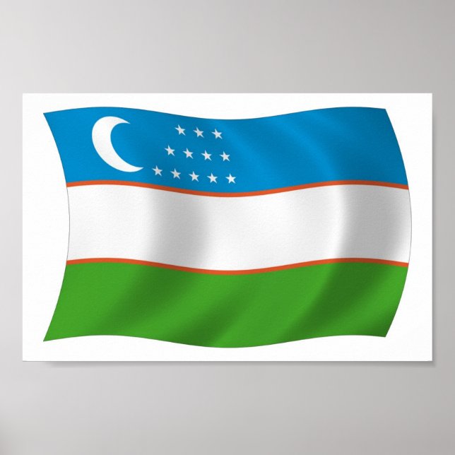 Uzbekistan Flag Poster Print (Front)