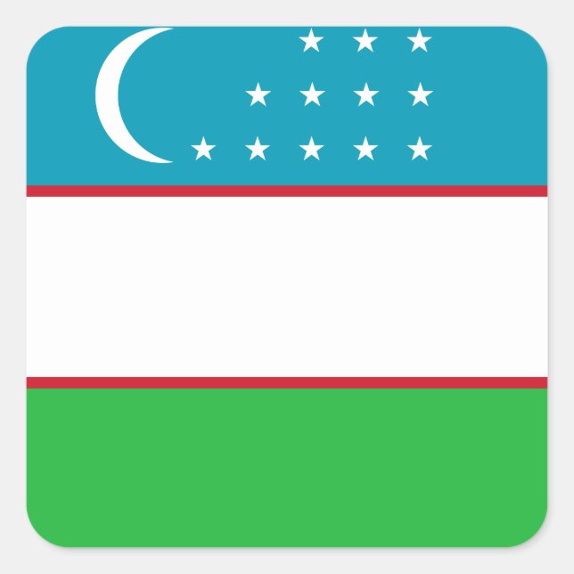 Uzbekistan Flag Square Sticker (Front)
