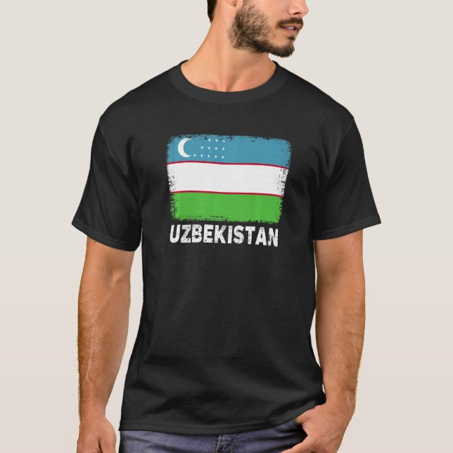 Uzbekistan Flag  Support Uzbek People Women Men T-Shirt (Front)