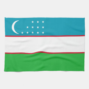 Uzbekistan flag tea towel