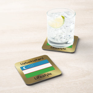 Uzbekistan Flag+Text Coaster