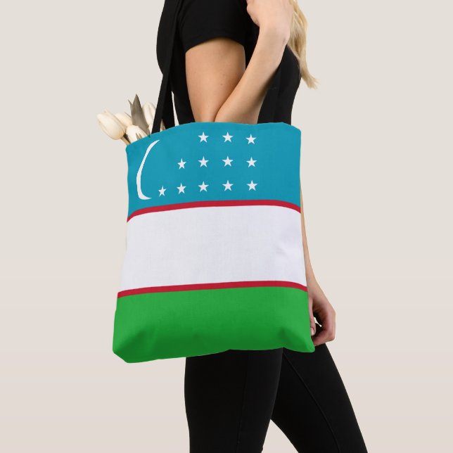 Uzbekistan flag tote bag (Close Up)
