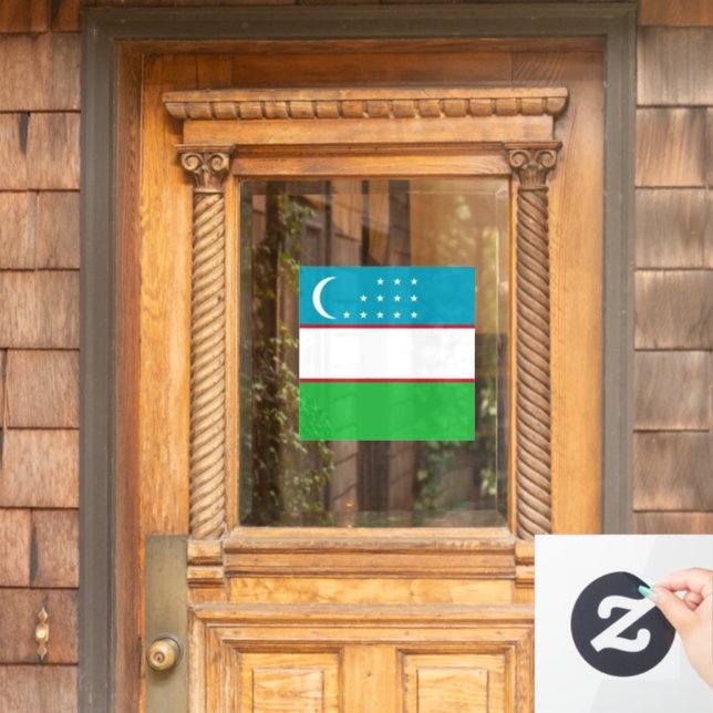 Uzbekistan flag window cling (Home Door)