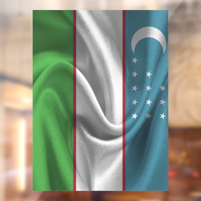 Uzbekistan Flag Window Cling (Sheet 2)
