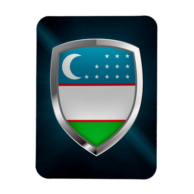Uzbekistan Metallic Emblem Magnet (Vertical)