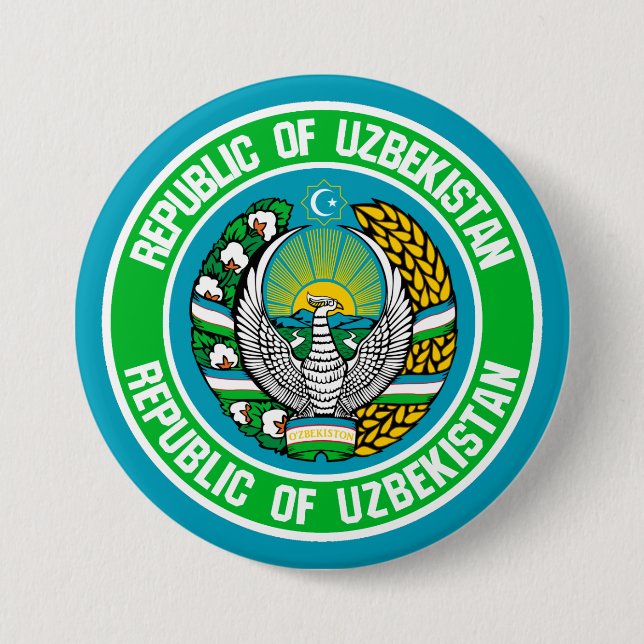 Uzbekistan Round Emblem 7.5 Cm Round Badge (Front)