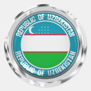 Uzbekistan Round Emblem Classic Round Sticker