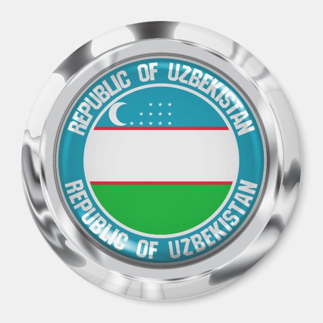 Uzbekistan Round Emblem Magnet (Front)