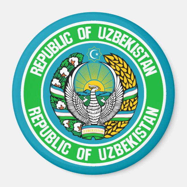 Uzbekistan Round Emblem Magnet (Front)