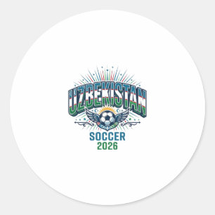 Uzbekistan Soccer 2026 Soccer Bold Country Typogra Classic Round Sticker
