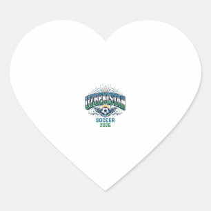Uzbekistan Soccer 2026 Soccer Bold Country Typogra Heart Sticker