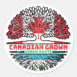 Uzbekistan Uzbek Uzbeg Usbeg Canadian Canada Tree Classic Round Sticker