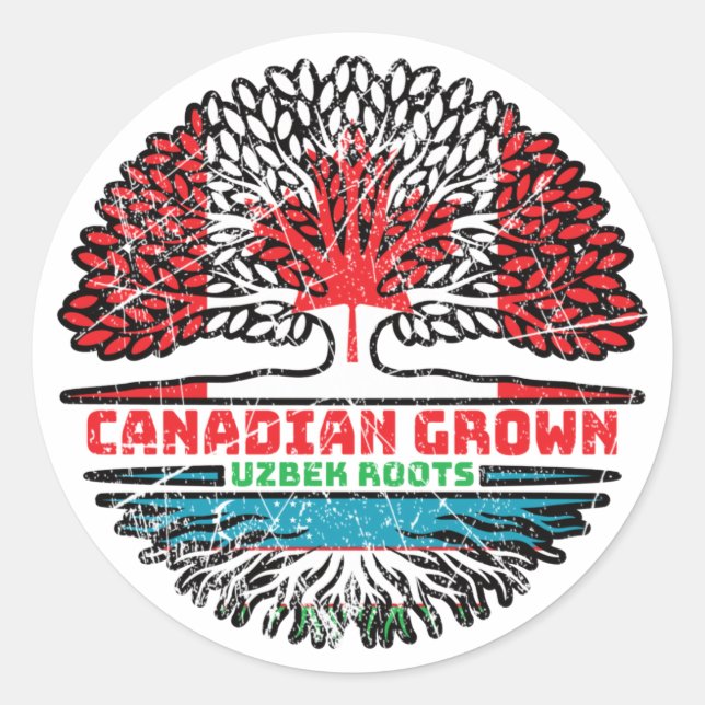 Uzbekistan Uzbek Uzbeg Usbeg Canadian Canada Tree Classic Round Sticker (Front)