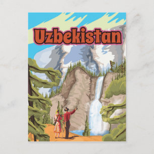 Uzbekistan vintage travel poster postcard