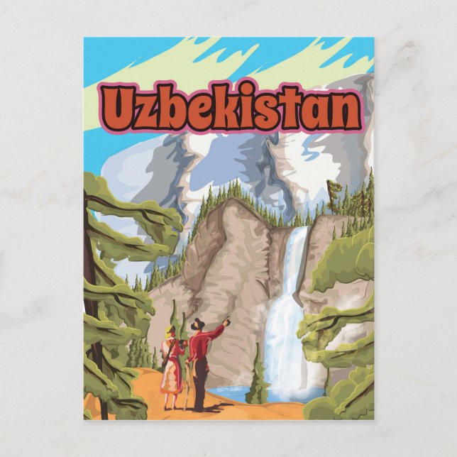 Uzbekistan vintage travel poster postcard (Front)