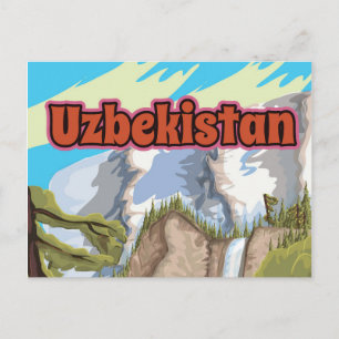 Uzbekistan vintage travel poster postcard