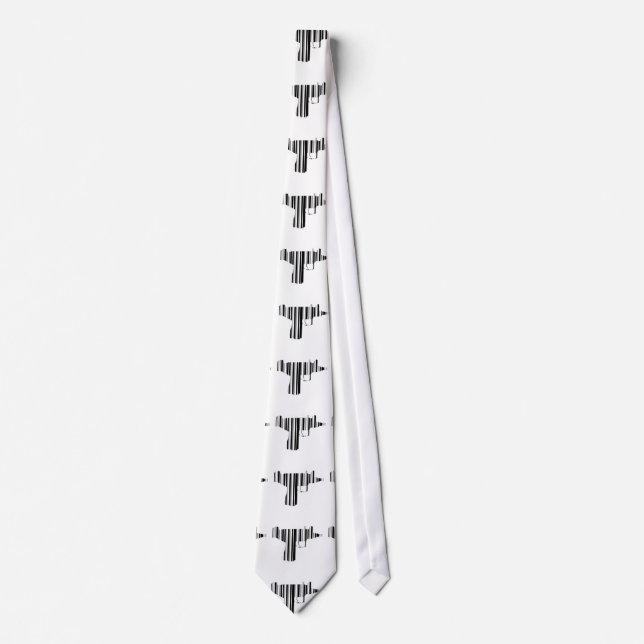 UZI BAR CODE Gun Barcode Pattern Design Tie (Front)
