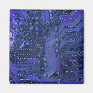 V1/V2 Blue Cyber Circuits, Cyberpunk Tech Magnet