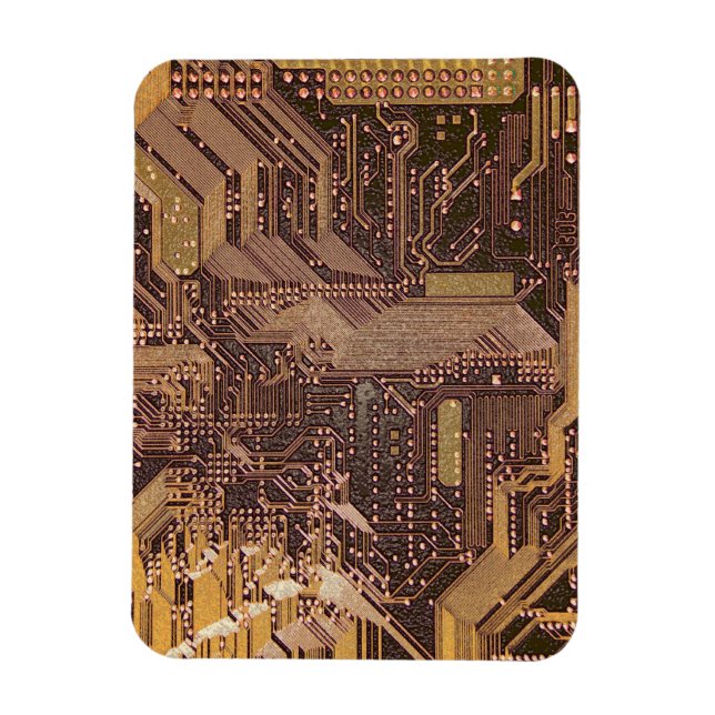 V1/V2 Gold Cyber Circuits, Cyberpunk Tech Magnet (Vertical)