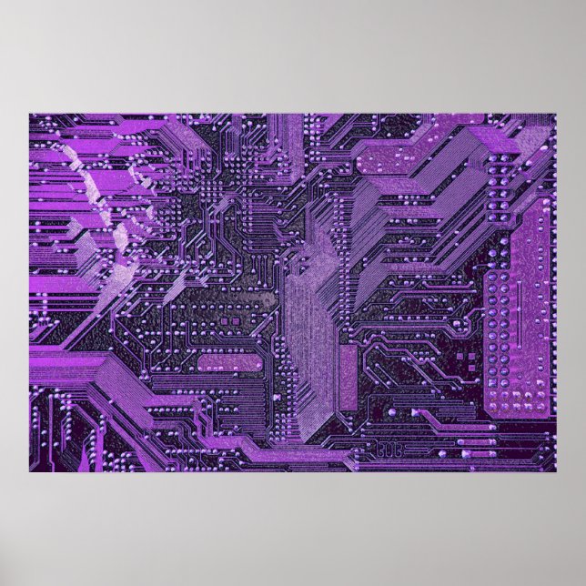 V1/V2 Purple Circuits, Cyberpunk Tech Poster (Front)