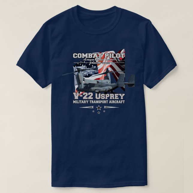 V22 Osprey multimission tiltrotor military aircraf T-Shirt (Design Front)