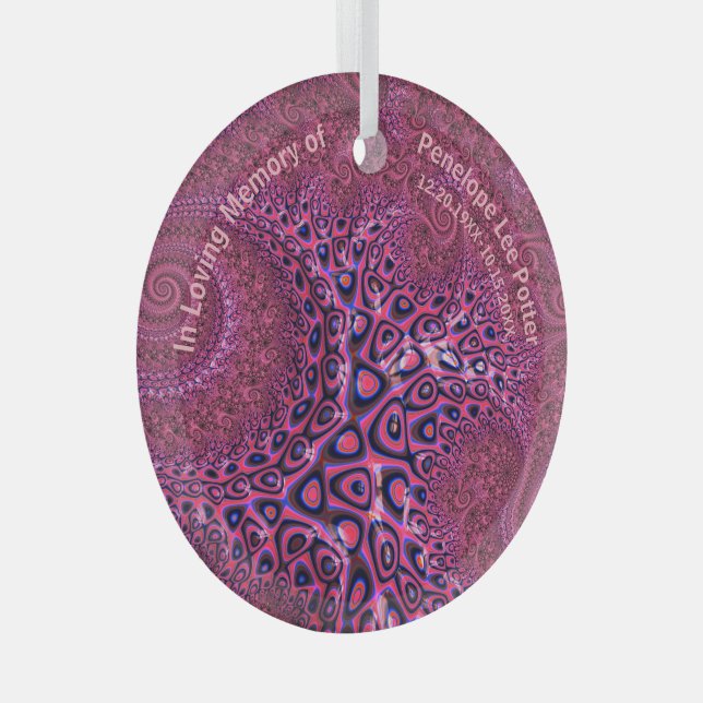 V2 Pink Octopus Fractal Memorial Suncatcher   Glass Tree Decoration (Front Right)